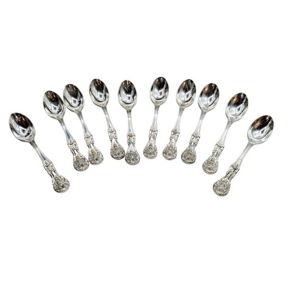 Vintage FB Rogers French Rose Set of 10 Small Silverplate Demitasse Spoons - Picture 1 of 7